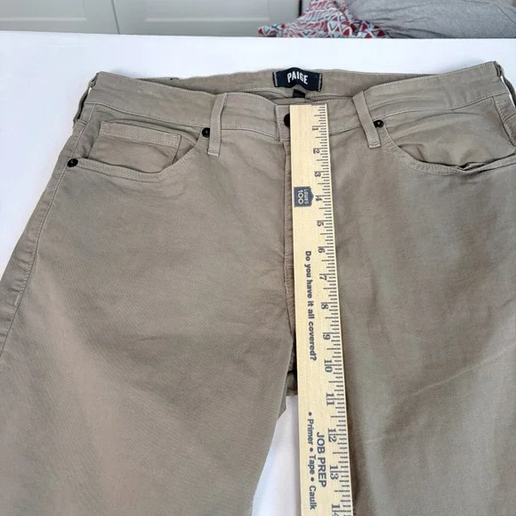 Paige Mens Sz 32 Federal Pants Khaki Brown Slim Fit Stretch Preppy Sporty - Picture 8 of 8